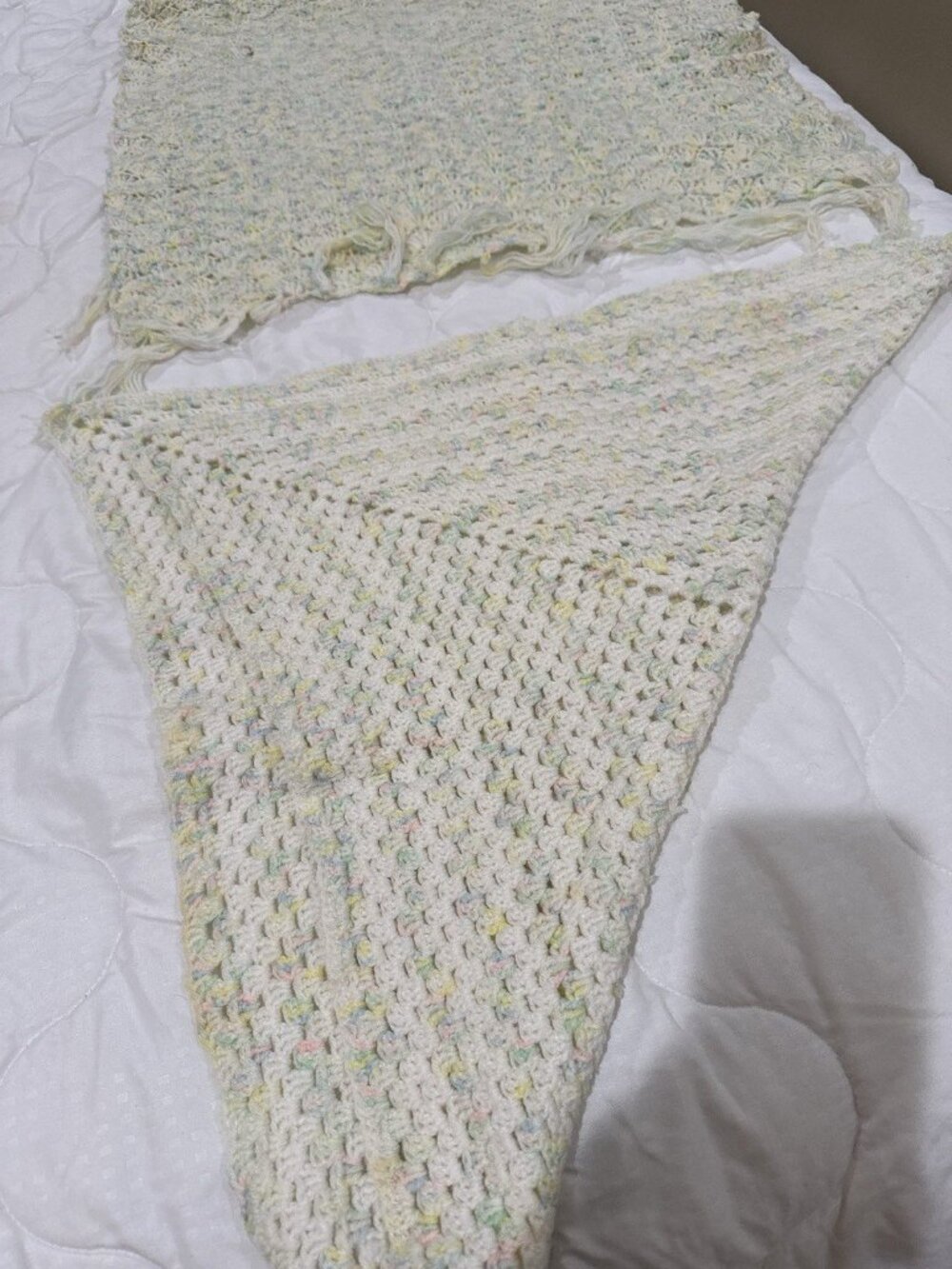 Set 2 Vintage Crochet Baby Blankets Pastel Handmade Knit Afghan